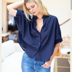 Emerson fry mandarin collar top in maritime dots